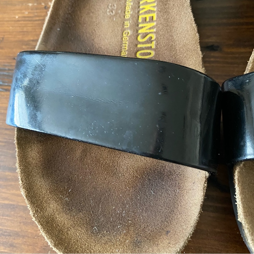 Munro‎ elastic double strap black sandal w/ Birkenstock footbed size 9 - Picture 14 of 14
